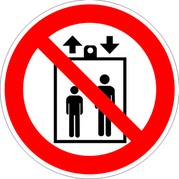 P34 запрещается пользоваться лифтом для подъема (спуска) людей (пластик, 200х200 мм) - Знаки безопасности - Запрещающие знаки - . Магазин Znakstend.ru