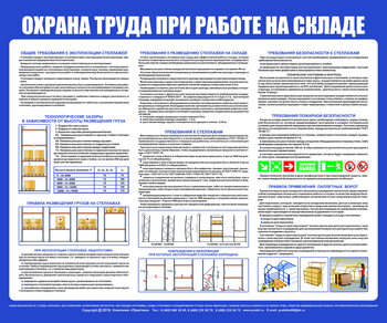 С141 Стенд Охрана труда при работе на складе (1200х1000 мм, пластик 3 мм, золотой алюминиевый багет) - Стенды - Охрана труда на складе - . Магазин Znakstend.ru